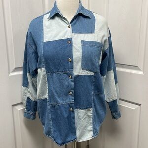 Solutions Original Vintage Denim Patchwork Shirt Large